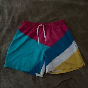 chubbies Colorblock Swim Shorts in Pink, Teal, Blue & Yellow